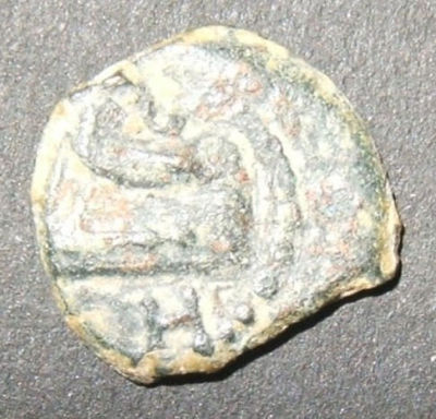 Herodian Judea Herod Archelaus ancient half-Pruta coin; Hen-1197, Mesh-58, BMC-27. Judea > 