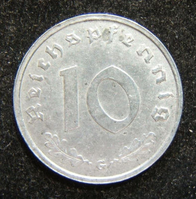 Germany 10pf 1946 G zinc Allied occupation issue coin, BU; KM# A104. Germany: 10pf 1946G - 