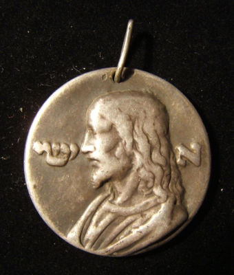 French(?) Jesus medal variant in white metal/silver alloy with LIBERTE. France(?): Jesus medal 