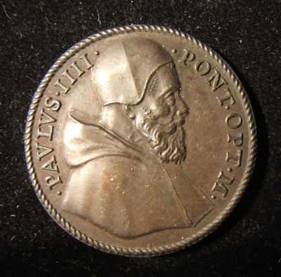 Italian Pope Paul IV medal of Jesus/merchants, by Federigo Parmensis, Spink #569. Italy: Pope 