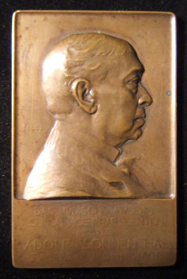 Austrian Adolf von Sonnenthal birthday Judaica plaque by Ede Telcs, 1904. Austria: Adolf von 