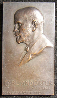 Austrian Carl Andorfer uniface Judaica bronze plaque by Hans Schaefer 1906. Austria: Carl 