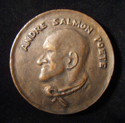 French artistic Judaica medal of Andr&eacute; Salmon by Maurice Savin. France: Andr&eacute; Salmon bronze 