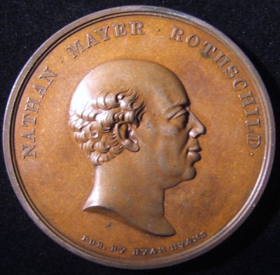 British Nathan Mayer Rothschild death Judaica medal 1836 Joseph Moore/Hyam Hyams. Great Britain: 