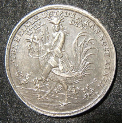 German anti-Semitic Judaica Cuckold alloy medal with Feather Jew motif; Wermuth. Germany > 