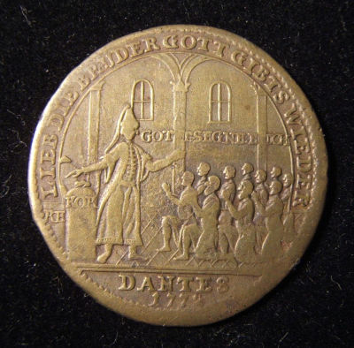 German Judaic Joseph & Brothers brass inflation Jeton by Reich 1772, Brett-1931. Germany > 