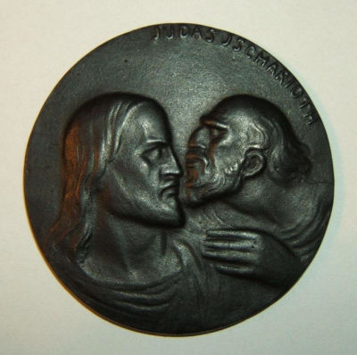 Austrian WWI era anti-Semitic/Italian Judas Iscariot/Jesus Judaica medal c.1915. Austria(?): 