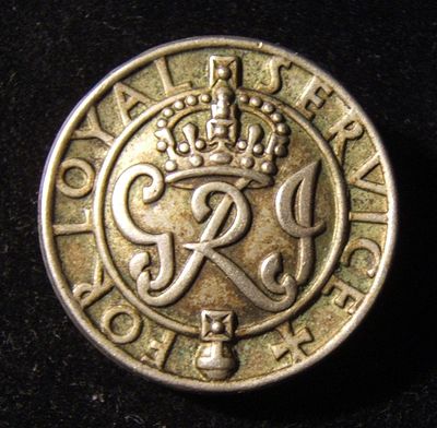 WWII era British Kings Badge 'For Loyal Service'; bears the royal cypher and crown of George VI
