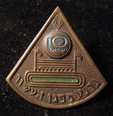 Israeli 'Gadna' pre-military youth battalion participant's pin in 1958 Israeli 10th anniversary