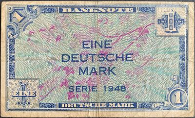 Germany Federal Republic (Allied occupation) - 1948 1 Deutsche Mark, no special markings, F-VF; #2