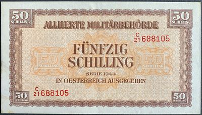 Austria (Allied occupation) - 1944 50 Schilling Allied military currency, English printing