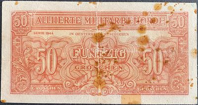 Austria (WWII Allied occupation) - 1944 50 Groschen Allied military banknote, P #102b; F-VF