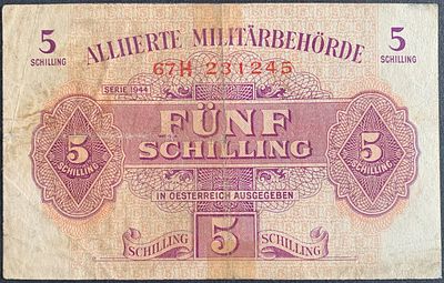שטר / אמצעי תשלום, ראה תיאור באנגלית מתחת או פנה אלינו לתרגום או הסבר. Austria (WWII Allied 