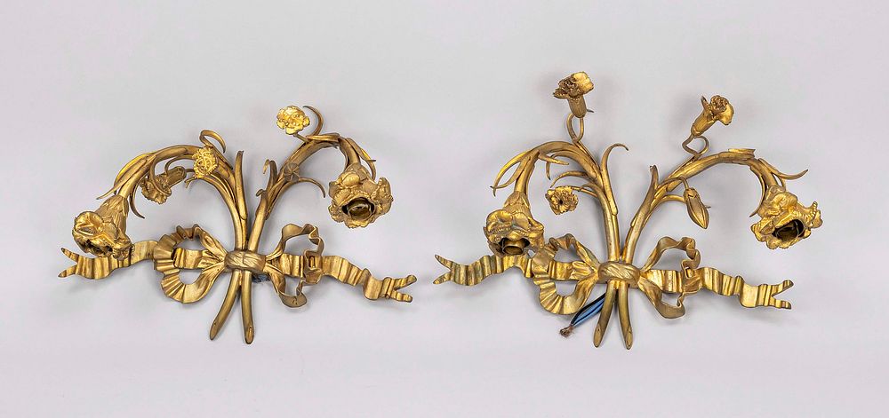 Pair of wall lamps, late 19th cen