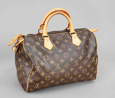 Louis Vuitton, Monogram Canvas Speedy 30, rubberized cotton fabric in classic logo print design 
