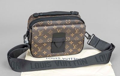 Louis Vuitton, Monogram Macassar Canvas S Lock Messenger Bag, rubberized cotton fabric in 