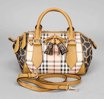 Burberry, Maymarket Check Animal Print Satchel Bag, coated canvas in the brand-typical check 