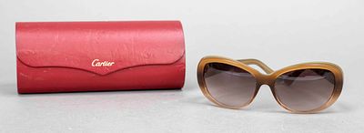 Cartier, sunglasses, semi-transparent plastic frame in tiger's eye look with partial color 