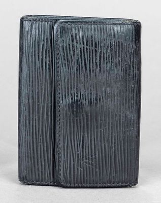 Louis Vuitton, Epi Leather key pouch, black textured Epi leather, silver-colored hardware 