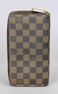 Louis Vuitton, large Damier Ebene canvas wallet, brown checked rubberized cotton fabric 