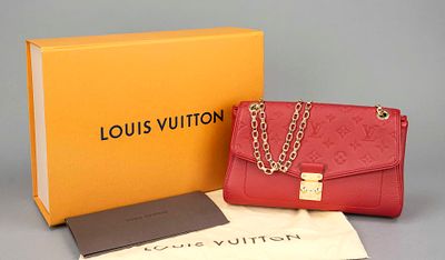 Louis Vuitton, Cherry Red Monogram Empreinte Leather St Germain PM Bag, cherry red fine-grain 
