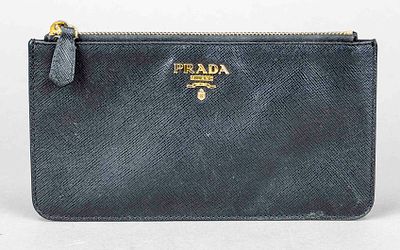 Prada, Small Flat Black Saffiano Leather Pochette, black textured Saffiano leather, gold-tone 