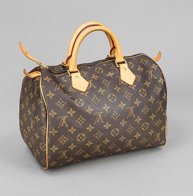 Louis Vuitton, Monogram Canvas Speedy 30, rubberized cotton fabric in classic logo print design 