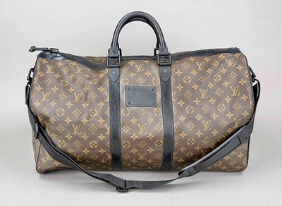 Louis Vuitton, Waterproof Monogram Canvas Macassar Keepall Bandouliere Bag, rubberized cotton 