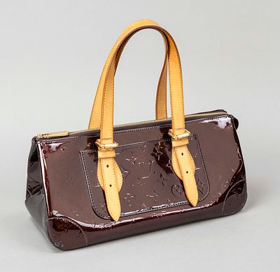 Louis Vuitton, Amarante Monogram Vernis Rosewood Avenue Bag, aubergine-colored shiny patent 