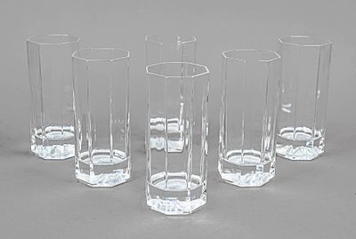 Six long drink glasses, 2nd half of the 20th century, Rosenthal, Versace model, straight 