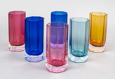 Six long drink glasses, 2nd half of the 20th century, Rosenthal, Versace model, straight 