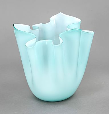 Large fazzoletto vase, Italy, second half of the 20th century, Venini, Murano, handkerchief 