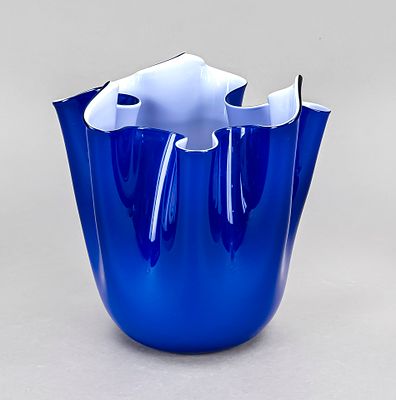 Large fazzoletto vase, Italy, 2nd half of the 20th century, Venini, Murano, handkerchief shape 