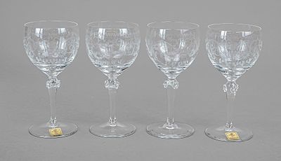 25 wine glasses, Theresienthal, 2nd half of the 20th century, round disc base, conical stem 