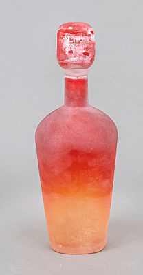 Carafe, Italy, 2nd half of the 20th century, Vetreria Gino Cenedese, Murano, a Scavo, oval base 