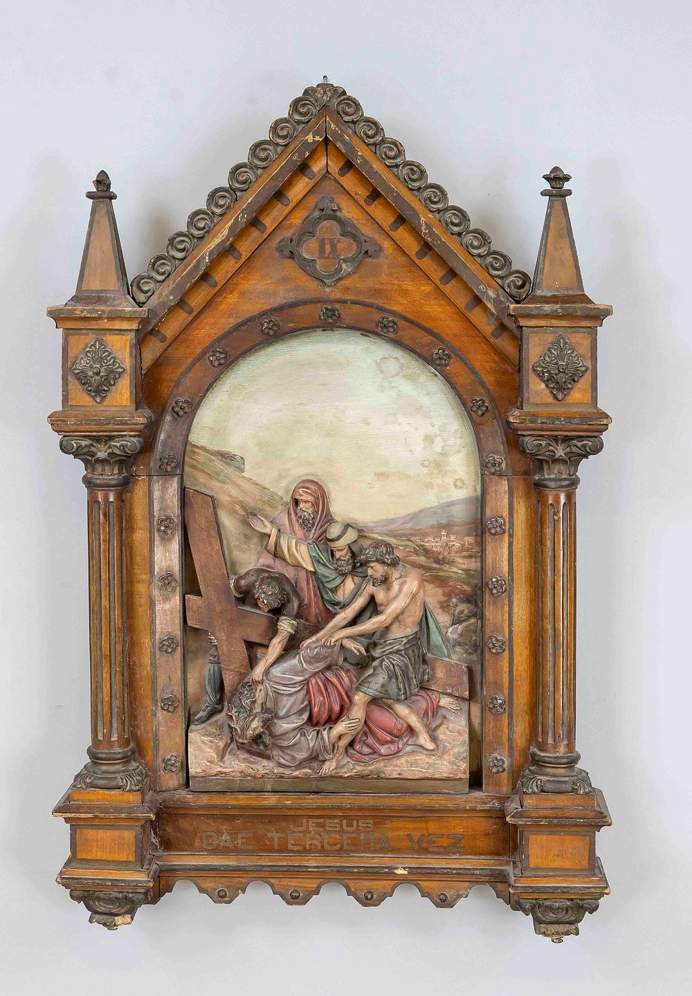Wooden carving of the Stations of the Cross, Spain, 19th century or older, different types of 