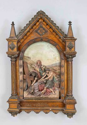 Wooden carving of the Stations of the Cross, Spain, 19th century or older, different types of 