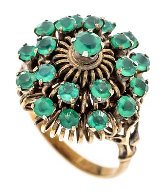 Schmuckstein-Ring GG 333/000 ungest., gepr., mit rund fac., grünen Schmucksteinen 3,5 - 2,7 mm 