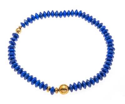 Lapislazuli-Collier mit Nittelpatent-Wechselschließe und Zwischenelementen GG 585/000 Strang 