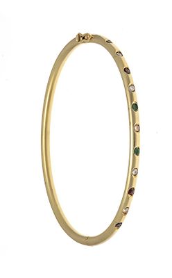 Multicolor-Scharnierarmreif GG 585/000 mit je 2 rund fac. Rubinen, Saphiren und Smaragden 2 mm 