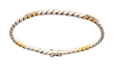 Massives Brillant-Armband Platin 950/000 und GG 750/000 mit 24 Brillanten, zus. 0,24 ct 