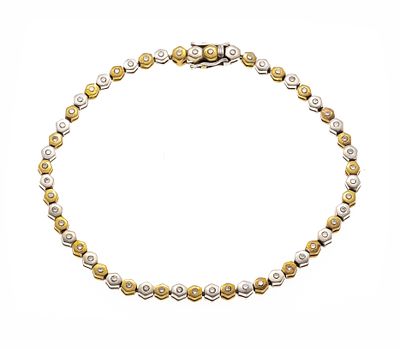 Riviére Brillant-Armband GG/WG 585/000 mit Brillanten, zus. 0,85 ct TW/VS, Kastenschließe mit 2 
