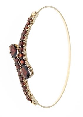 Granat-Armreif GG 333/000 mit oval und rund fac. Granaten 8 - 2,5 mm, mit Hakenschließe, Innen 