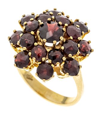 Granat-Ring GG 333/000 mit rund fac. Granaten 5,9 - 3,7 mm, Ringkopf D. 21 mm, RG 54, 6,1 g