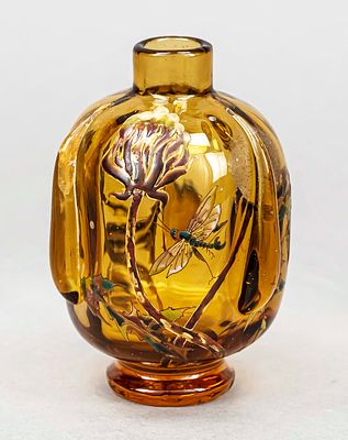 Small vase, France, circa 1890, Emile Gallé, Nancy, round base, straight body with slender neck 