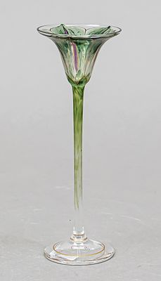 Art Nouveau liqueur glass, circa 1900, probably Fritz Heckert, Petersdorf, round, slightly 