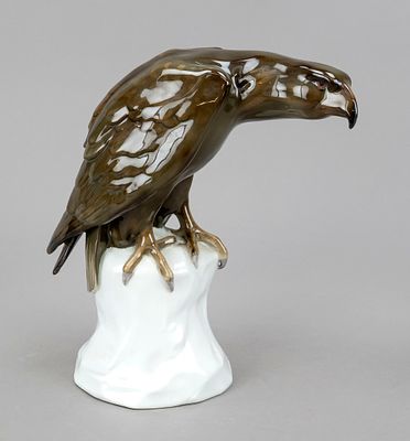 Falcon on rock base, Goebel, Oeslau, mark 1935-37, designed by Valdemar Andersen, signed on the 