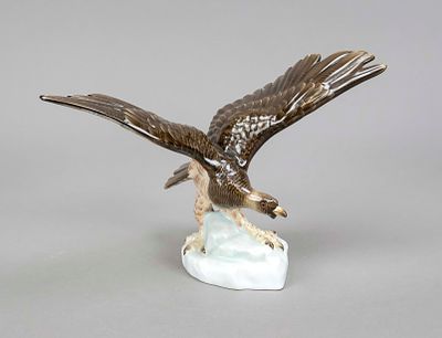 Eagle on rock base, Herend, Hungary, marked after 1967, designed by Kata Gacser, model no. 5057 