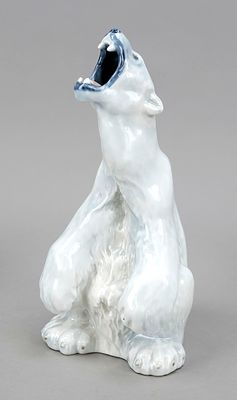 Roaring polar bear, Royal Copenhagen, Denmark, marked 1979-83, designed by C. F. Liisberg in 