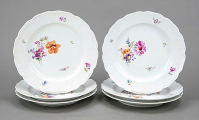Six dinner plates, KPM Berlin, marks before 1945, first choice, red Reichsapfel mark, Neuglatt 